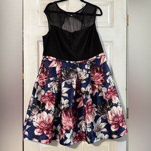 Signature by Sangria Black and Floral Dress